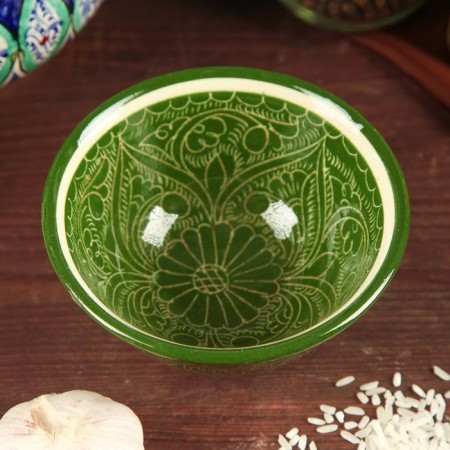 PIALA RISTAN CIRAMICA "Patterns", 11 cm, large, green