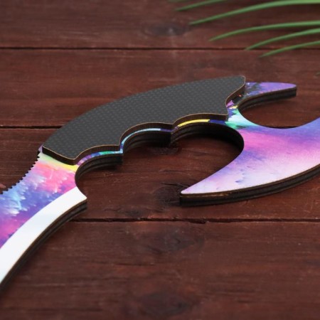 Wooden souvenir "Kerambit knife with fingers protection", color cosmic clouds-2