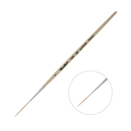 RUBLOFF brush red soft synthetics series 1240 No. 1, short handle is saturated with varnish, white clip