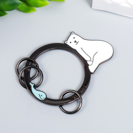 Breech-keyboard Metal "White Bear and Whale" Emal 5.7x4 cm-2