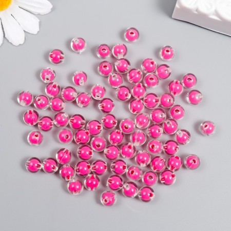 Plastic beads "bright pink" glossy set 20 grams d = 0.8 cm-2