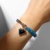 Bracelet "Heart" chain, black and blue color in silver, l = 16 cm