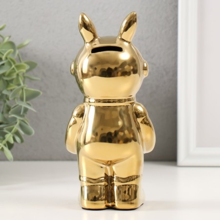 Piggy bank Ceramics "Rabbit" Gold 6x8.5x18 cm-2