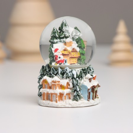 Souvenir Polystone Water Ball Light "Santa Claus and snow -covered house" MIX 5x5x7.2 cm-7