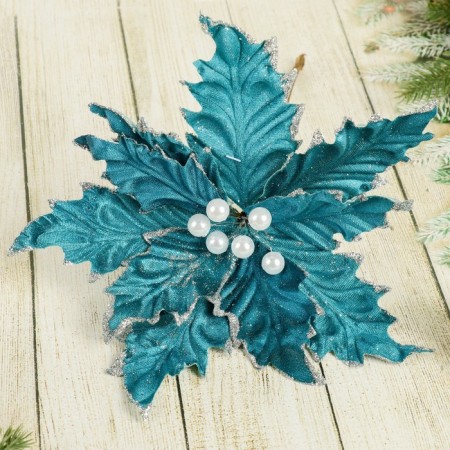 Decor "Winter Flower" Pearls, 23x19 cm, blue-1