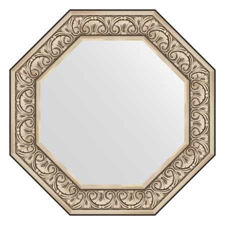 Mirror in the baguette frame, baroque silver 106 mm, 70.4x70.4 cm