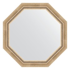Mirror in the baguette frame, aged silver with weaving 70 mm, 68x68 cm
