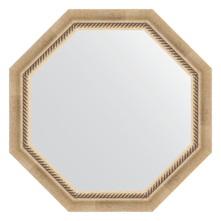 Mirror in the baguette frame, aged silver with weaving 70 mm, 68x68 cm