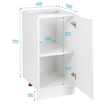 Wardrobe 400 Helga, 400x500x824, White/Gray Soft MDF-1