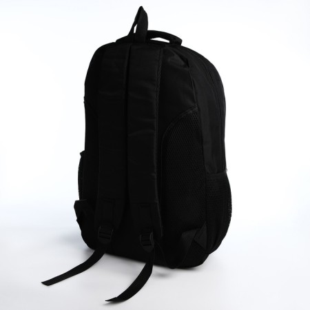 Youth backpack from textiles with a zipper, 4 pockets, black/yellow color-3