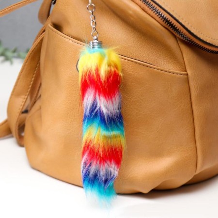 Fluffy on the ring "striped bright tail" 17x6.5x6.5 cm mix-1