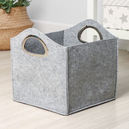 Silver organizer for storage, 31 × 31 × 32 cm, 24 liters, with handles, color light gray