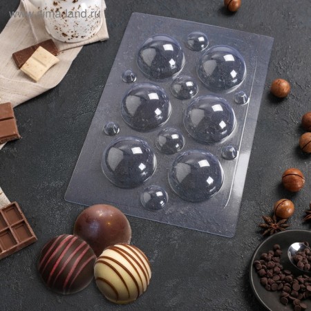 Form for chocolate and sweets plastic "spheres", 6 cm, color transparent color-6