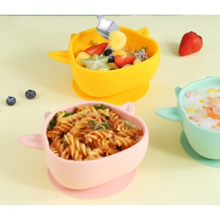 Baby plate on a suction cup, silicone, pink color, rr: 12x15x5.5 cm-9
