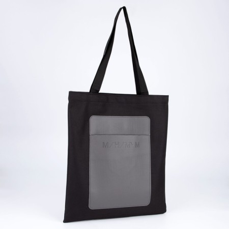 Shoper with a “minimum” pocket, black color, 40 x 35 cm-2