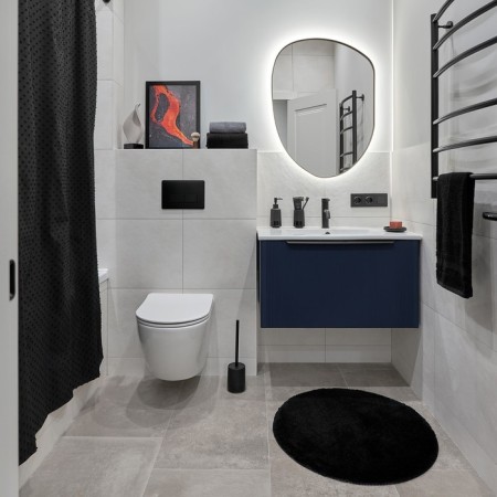 Magma soft rug. Moroshka, for the bathroom 70x70 cm, black color-2