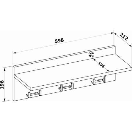 Hallway "VSh8", 598 × 212 × 196 mm, shelf, 3 hooks, white color-2
