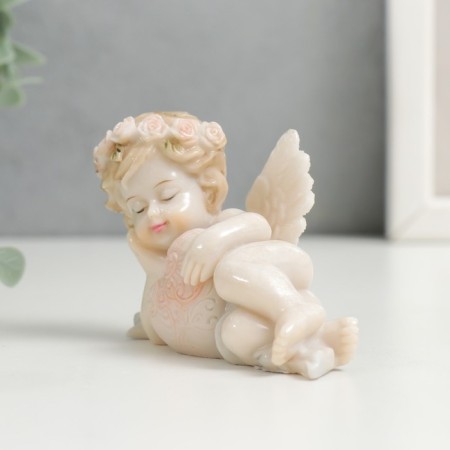 Polystone souvenir "A plump sleeping angel in a flower wreath, with an openwork heart" Lacques 5x4.5x9 cm 748594-3
