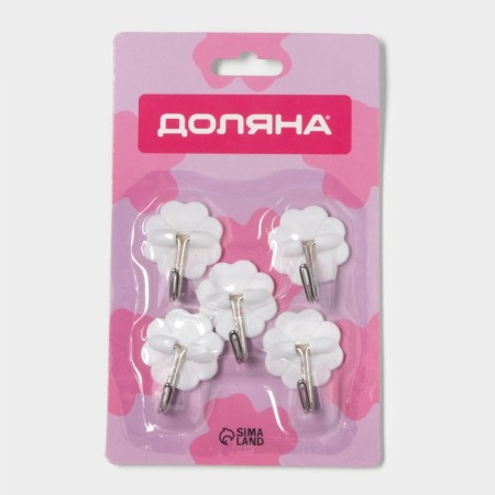 Hooks of self -adhesive deed "clover", 5 pcs, white color-5