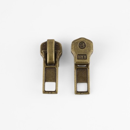 Automatic castle for metal zippers, No. 3, 10 pcs, antique color-1