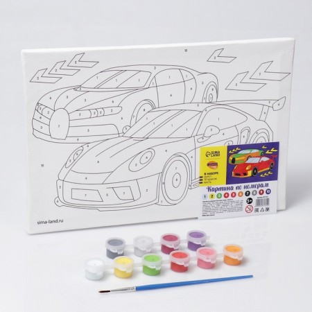 Picture on numbers for children "Fast Cars", 20 x 30 cm-2