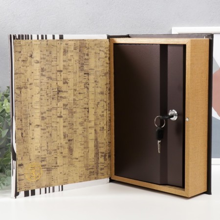 Safe-book wood to leatherette, mirror "Zebra" 30x21x7 cm-2