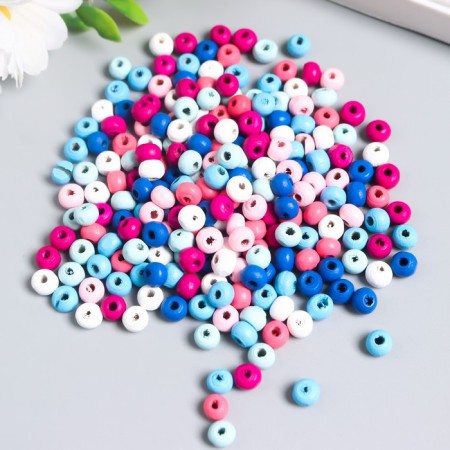 Set of wooden beads "Astra" blue-pink mix, 6mm, 18g-1