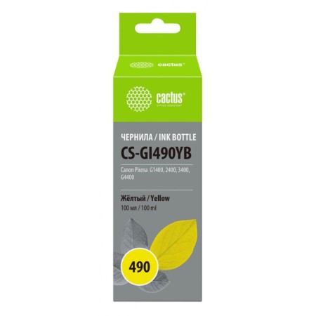 Cactus CS-Gi490YB ink for Canon Pixma G1400/G2400/G3400, 100ml, yellow