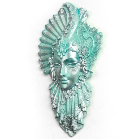 Panel "Mask 1" turquoise with silver, 30cm-1