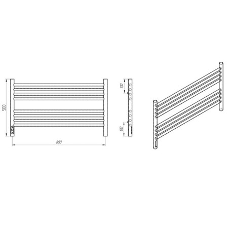 Towel electric heated Laris Olivia ChK8, 800x500 mm, 8 crossbars, left, white-8