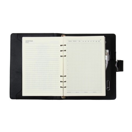 Organizer on the rings, PVC, A5.140 liters, a cage, with a pen, doned a box, finger scanner, charging, black-7