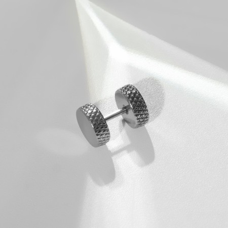 Piercing in the ear "Tunnel" relief, d = 8 mm, color silver