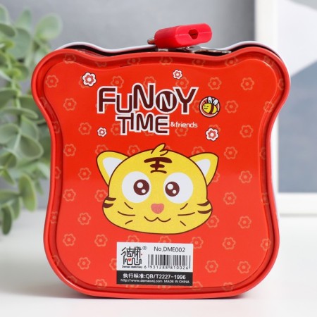 Piggy bank Metal with a lock "Funny animals" mix 11.5x6.5x11 cm-4