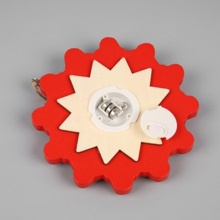 Christmas tree toy "Snowflake with a snowman", from batteries, a glow of warm white-3
