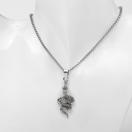 New Year! Symbol of the year 2025! Snake chain Ground, Black Silver Color-2