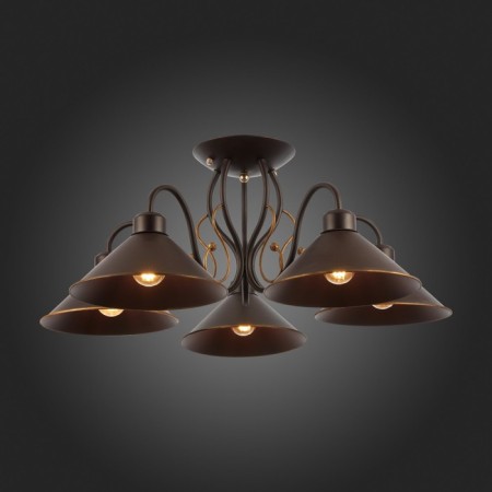 Ceiling EVOLUCE lamp. Sle120402-05. Ciolla. 5x60 watts, E27, 66x66x24 cm, dark -brown color-10