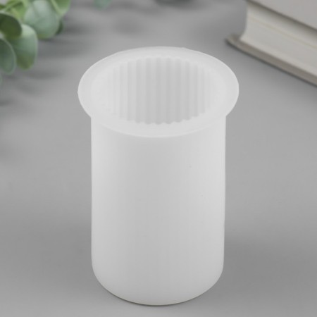 Mold silicone for a candle "Cylinder. Small strips" 6.5x6.5x8.7 cm-1