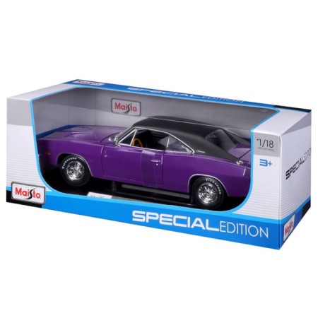 MASTO DIE-CAST 1969 Dodge Charger R/T, opening doors, 1:18, purple color-11