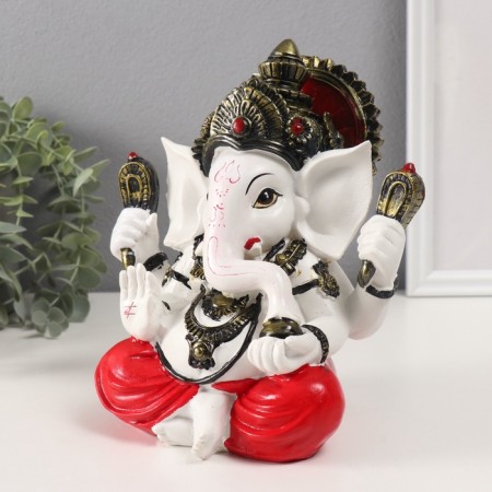 Polystone souvenir "Ganesha beige, in red trousers" 12x17.5x21 cm-3