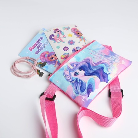 Gift set for the girl "Magic Unicorn", bag, sticker, questionnaire, bracelet-1