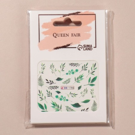 Slider-design for nails "Leaves", packing 6 pcs, green color-1