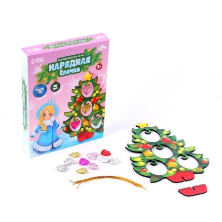 New Year's board game "New Year! Elegant Christmas tree with Snow Maiden "with bells-2