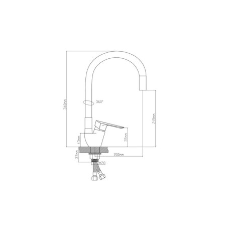 BouOU B8274-10F-E307A kitchen mixer, single-leaf, with flexible silicone-green, chrome-4