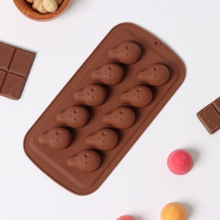 Form for jewelry of the share "Scream", silicone, 21 × 11 × 2 cm, 10 cells, brown color-1