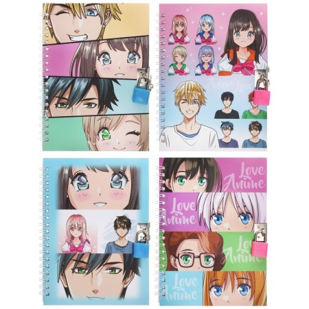 Notepad 48 sheets (13 x 18 cm) Mazari "Anime", with a lock, a linked inner block, 70 g/m2, 4 MIX design