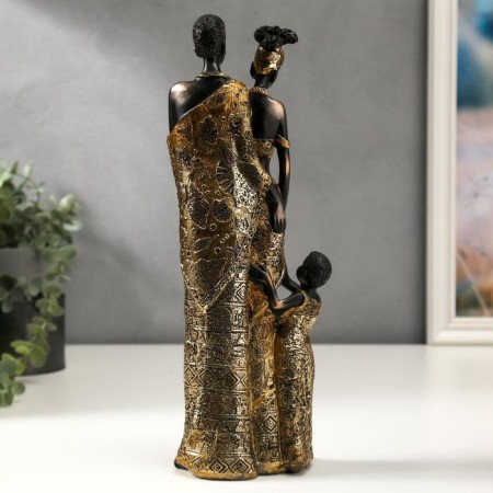 Souvenir Polystone "African Family" outfit with mirror mosaics 30.5x7.5x10.3 cm-3