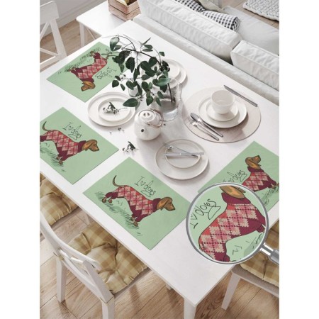 A set of napkins for setting the table "I love dachshund", rectangular, size 32x46 cm, 4 pcs-1
