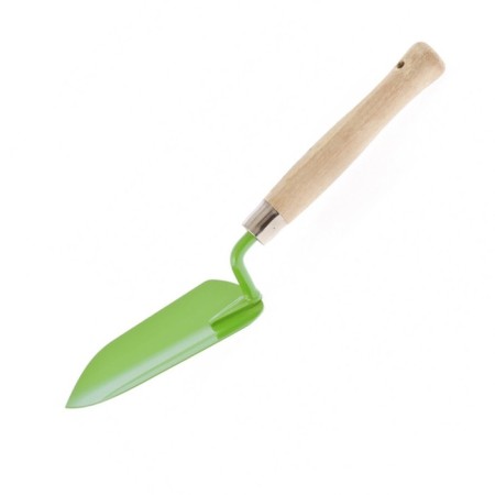 Supplostering scoop, length 35 cm, width 9.5 cm, steel, wooden handle