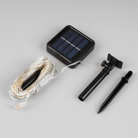 Girlynda "Horse tail" 10 threads of 2 m, silver thread, 200 LED, glow of multi, 2 modes, solar battery-10