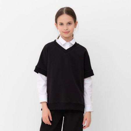 Minaku girl's vest: School Collection, Black color, height 140 cm